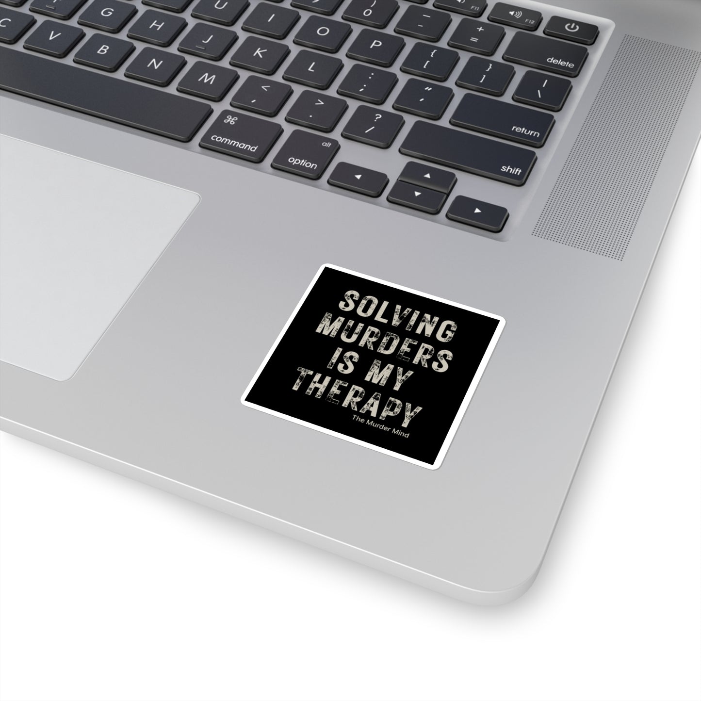 Solving Murders Is My Therapy Black Square Stickers