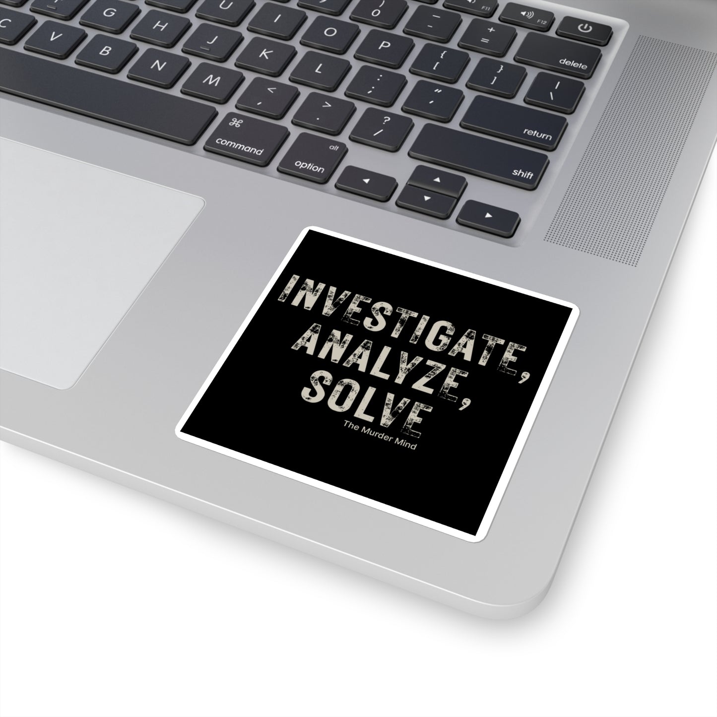 Investigate, Analyze, Solve Black Square Stickers