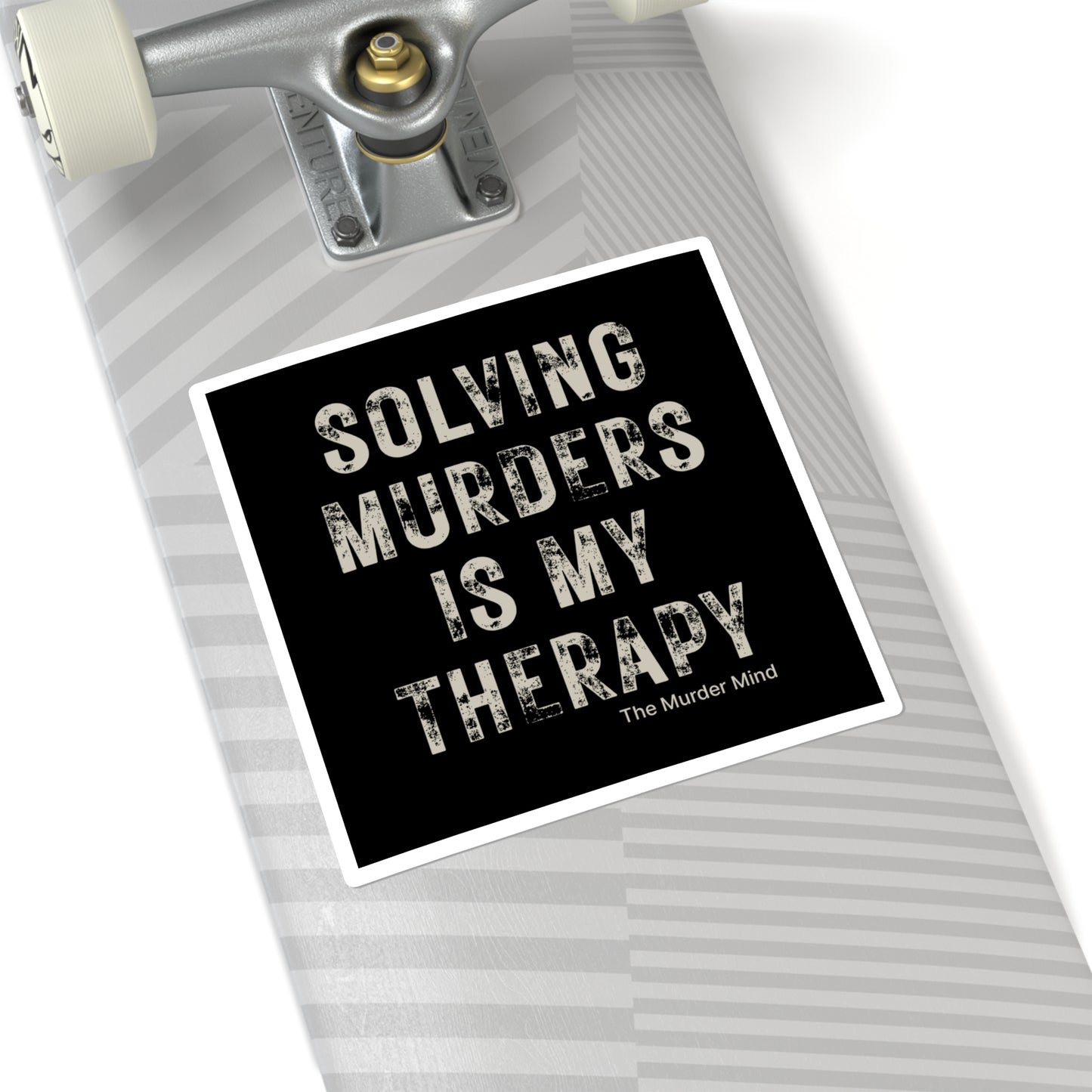 Solving Murders Is My Therapy Black Square Stickers