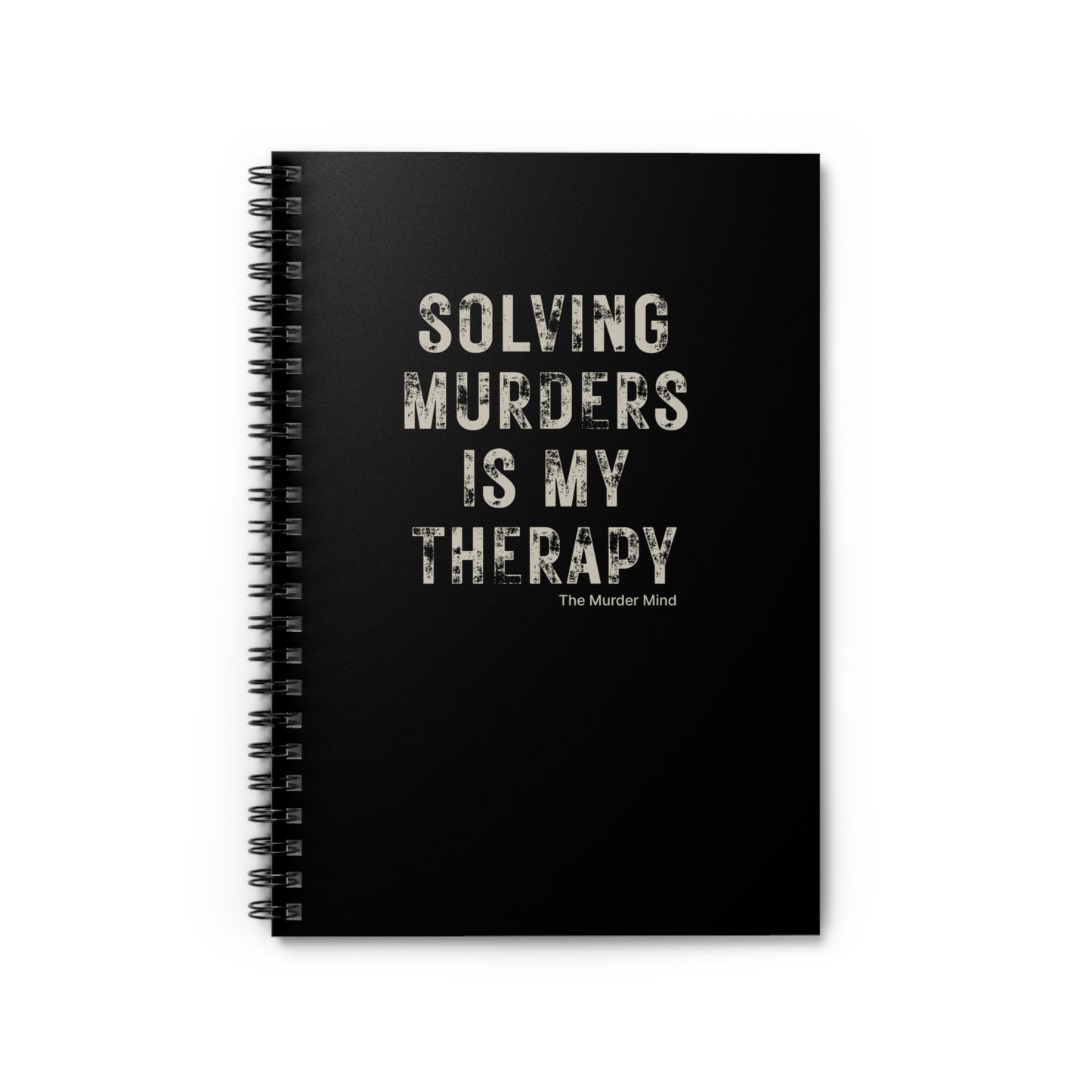 Solving Murders Is My Therapy Black Spiral Notebook - Ruled Line