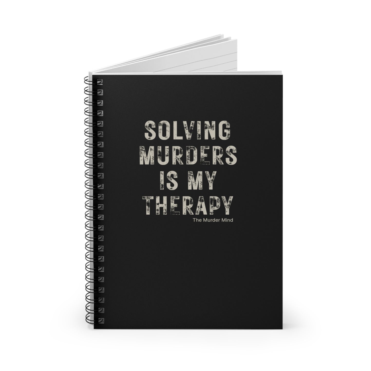 Solving Murders Is My Therapy Black Spiral Notebook - Ruled Line