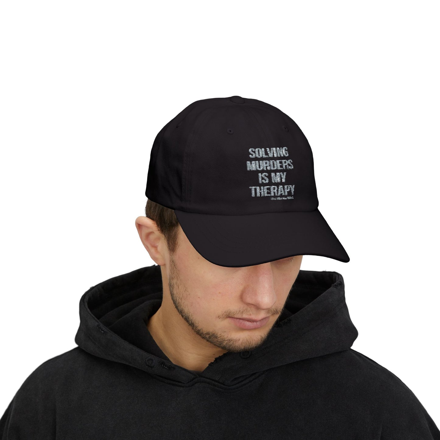 Solving Murders Is My Therapy Black Classic Dad Cap
