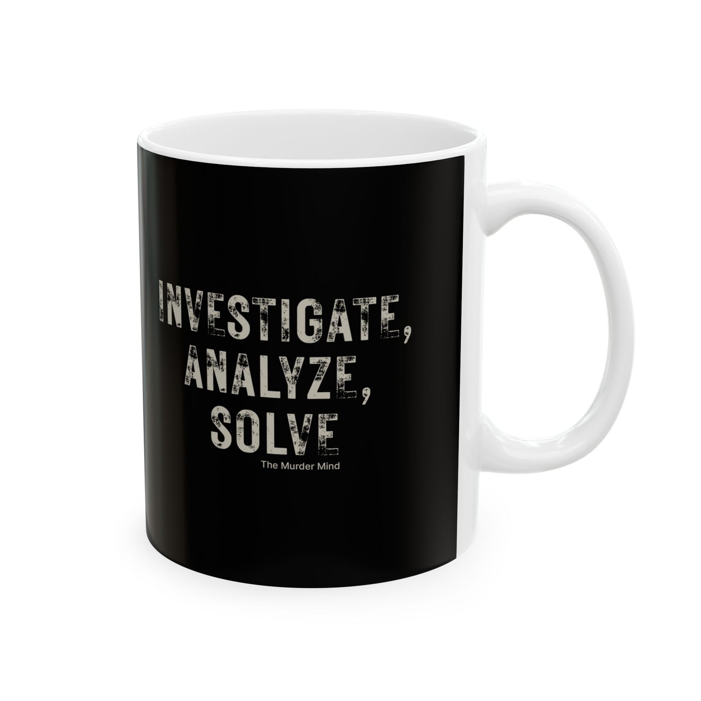 Investigate, Analyze, Solve Black Ceramic Mug, (11oz, 15oz)