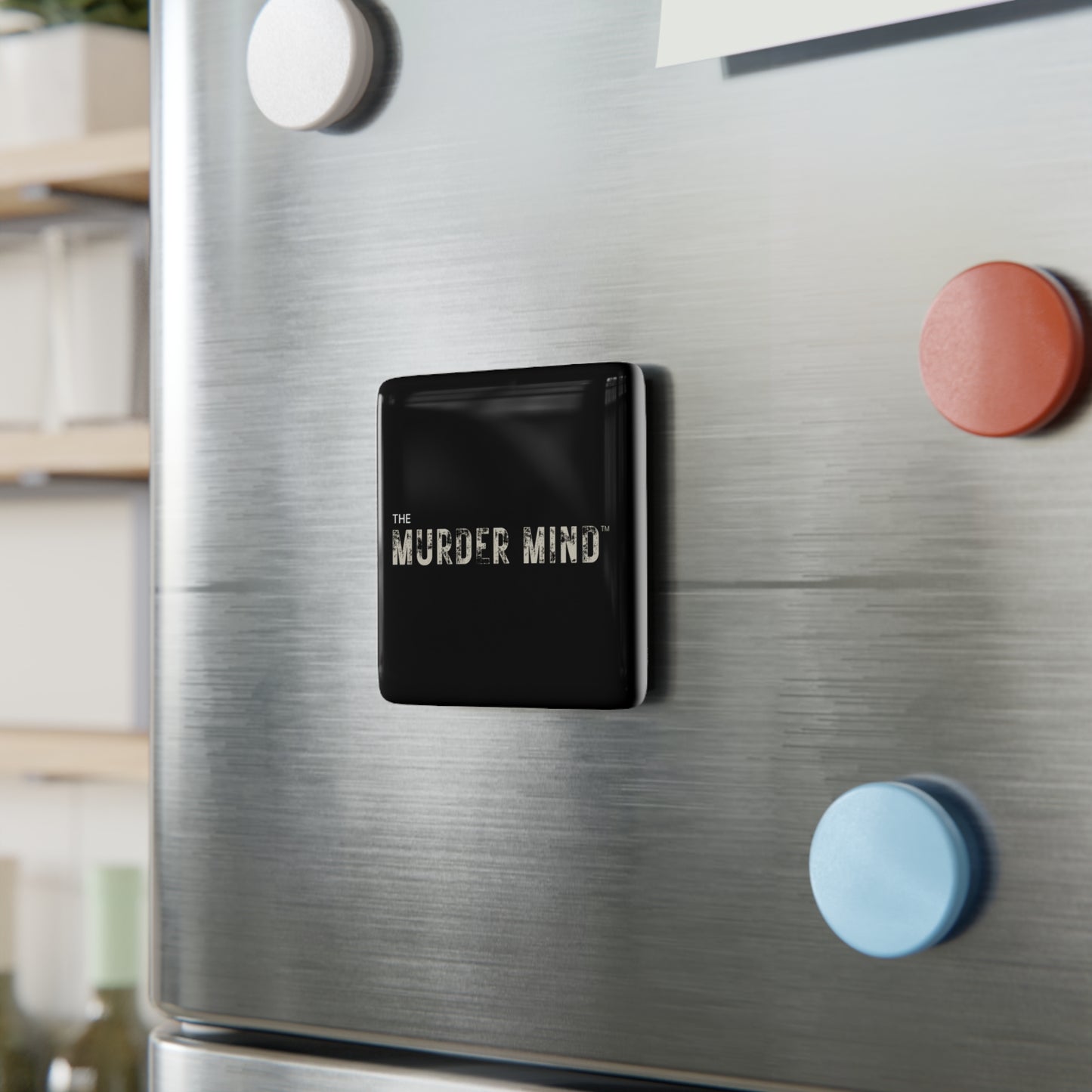 The Murder Mind Black Porcelain Magnet, Square
