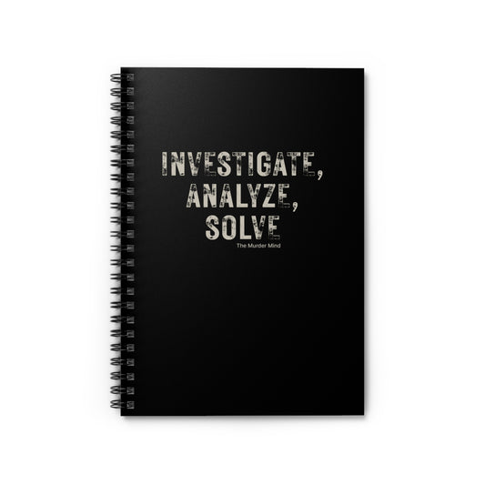 Investigate, Analyze, Solve Black Spiral Notebook - Ruled Line