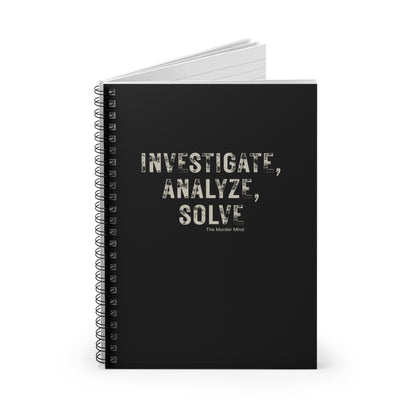 Investigate, Analyze, Solve Black Spiral Notebook - Ruled Line